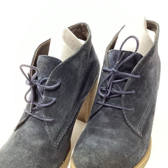 Bata Made In Italy Suede Lace Up Chunky Heels Booties - Picture 7 of 7